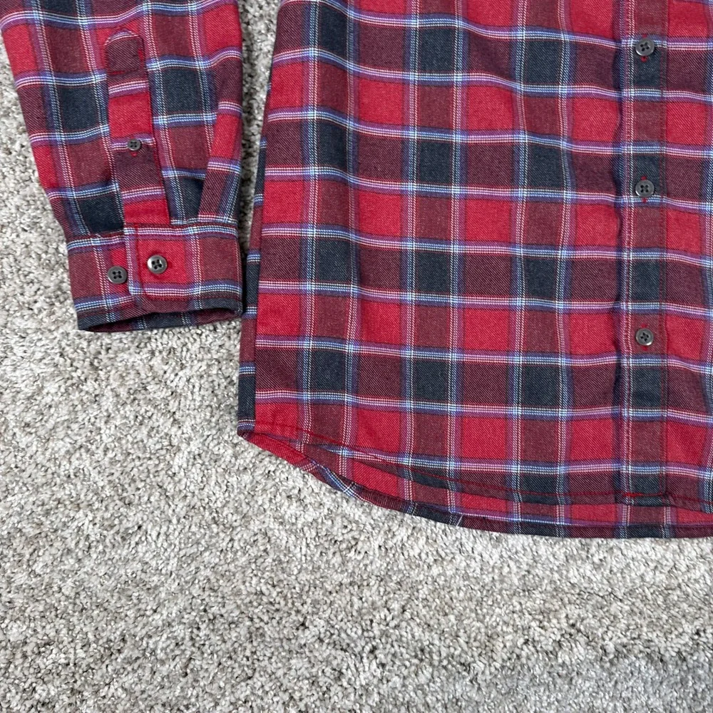 The North Face Shirt Mens Large‎ Red Black Plaid Button Up Long Sleeve